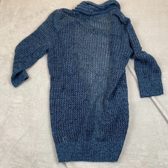 Notations Womens Cardigan Sweater Medium Open Knit Lightweight Blue Open Front - Picture 2 of 7